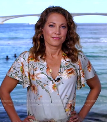 Ginger’s floral wrap top on Good Morning America