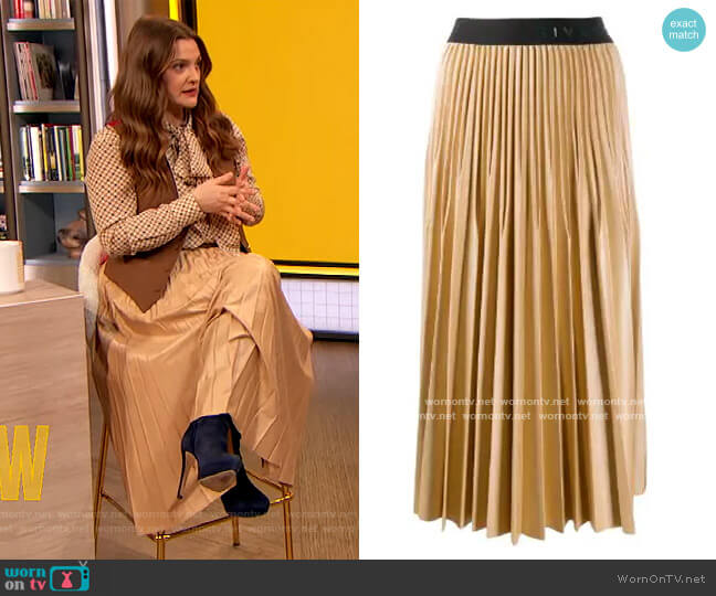Givenchy Logo-tape mid-length Skirt worn by Drew Barrymore on The Drew Barrymore Show