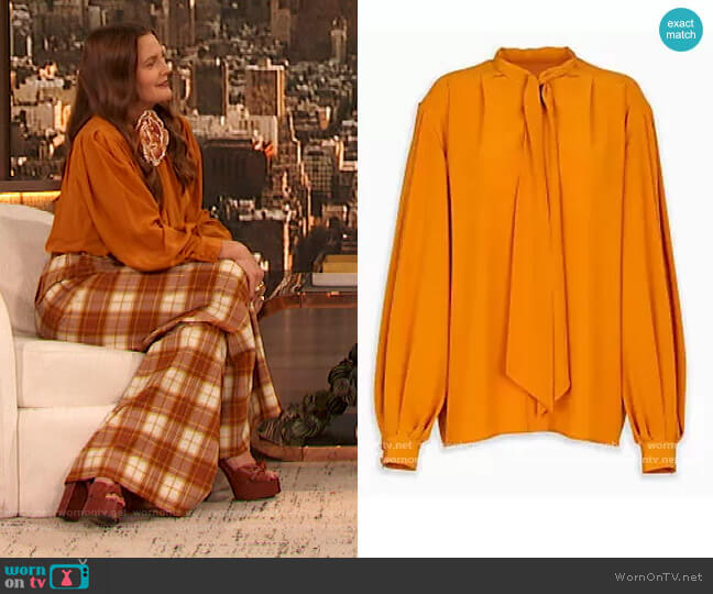 Givenchy Tie Neck Blouse worn by Drew Barrymore on The Drew Barrymore Show