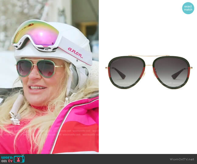 Gucci Aviator Metal Sunglasses worn by Heather Gay on The Real Housewives of Salt Lake City