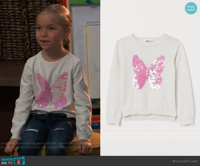 H&M Sweater with Sequins worn by Violet Finn (Jophielle Love) on General Hospital