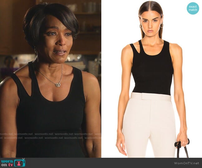 Helmut Lang Ribbed Slash Tank worn by Athena Grant (Angela Bassett) on 9-1-1