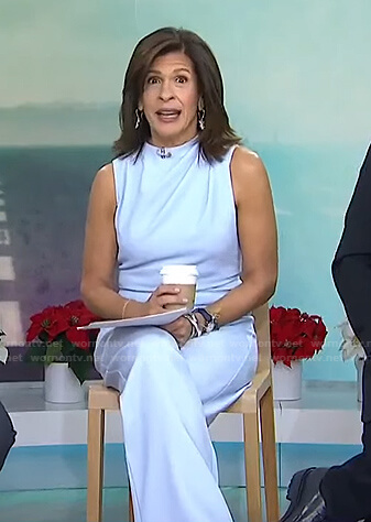 Hoda’s light blue sleeveless jumpsuit on Today