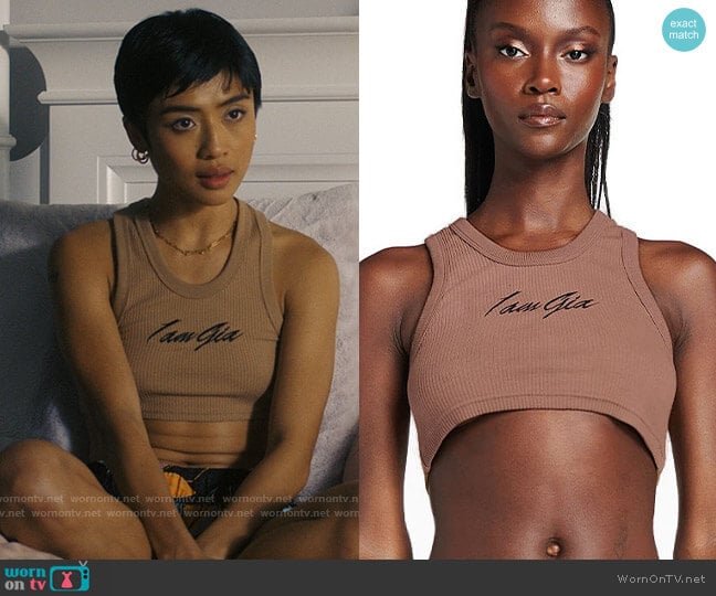I AM GIA Vea Crop Top in Tan worn by Margot (Brianne Tju) on I Know What You Did Last Summer