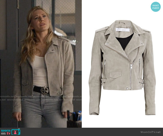 IRO Ashley Suede Moto Jacket worn by Jenny Hoyt (Katheryn Winnick) on Big Sky