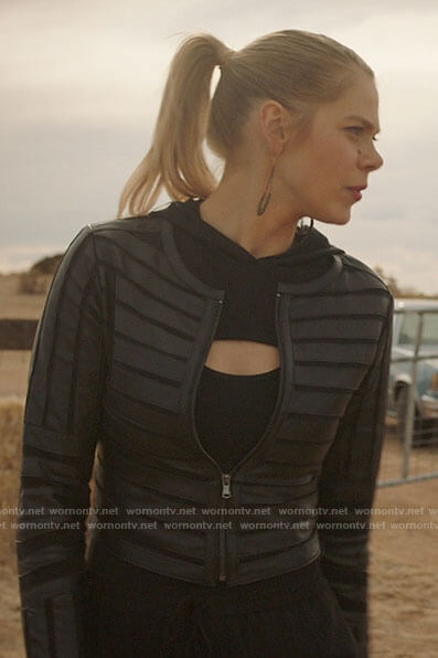 Isobel’s striped leather jacket on Roswell New Mexico