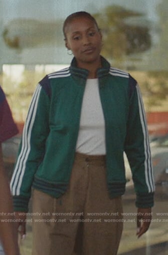 Issa’s green Adidas track jacket on Insecure