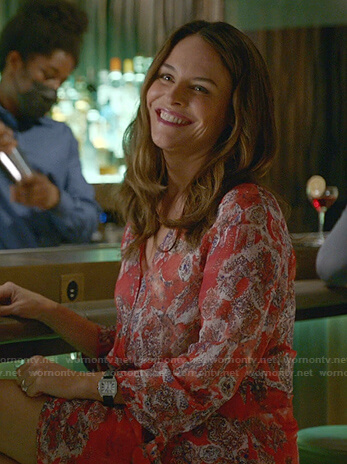 Izzy’s red printed dress on Bull