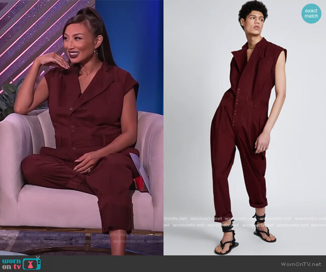 Jacq Peyton Jumpsuit Clove worn by Jeannie Mai on The Real