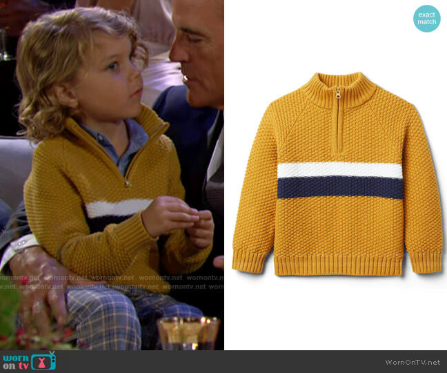 Janie and Jack Textured Stripe Half-Zip Sweater