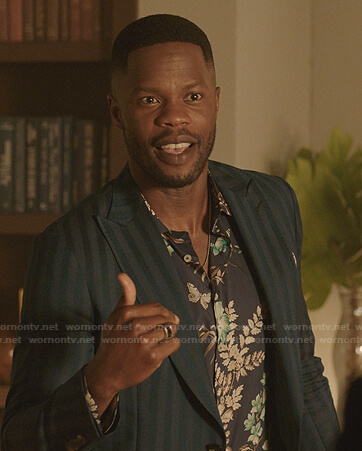Jeff’s blue floral shirt on Dynasty