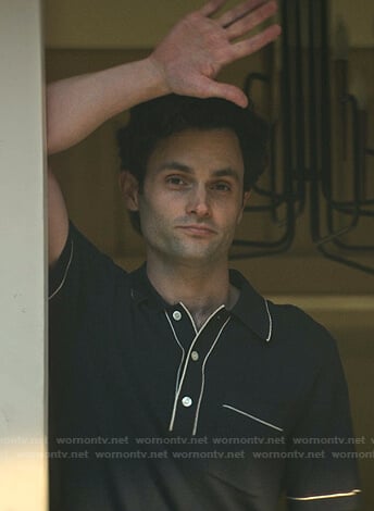 Joe’s black contrast stitching polo shirt on You