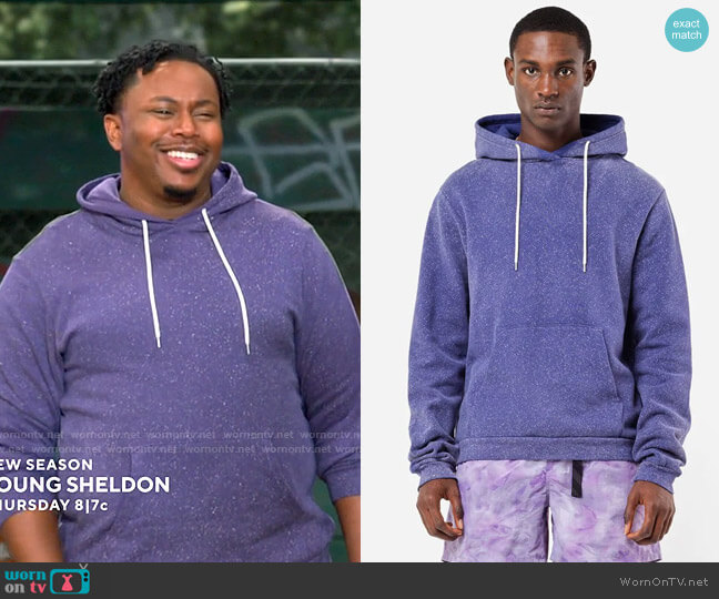 John Elliott Salt Wash Beach Hoodie in Maze worn by Marty (Marcel Spears) on The Neighborhood