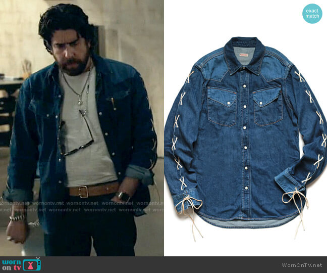 Kapital 8oz Denim Lace-up Western Shirt worn by Harry Keshegian (Adam Goldberg) on The Equalizer