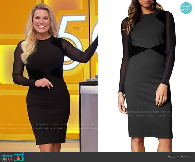 Karen Millen Velvet-Panel Sheath Dress worn by Rachel Reynolds on The Price is Right