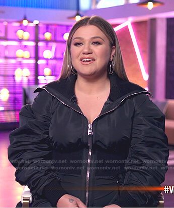 Kelly’s black bomber mini dress on The Voice