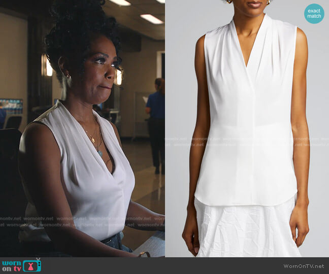 Kobi Halperin Mila Sleeveless Blouse worn by Claudette Collins (Vanessa Estelle Williams) on 9-1-1