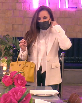 Kyle’s white tweed blazer on The Real Housewives of Beverly Hills