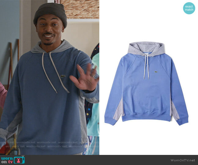 Lacoste Cotton Fleece Paneled Hooded Sweatshirt