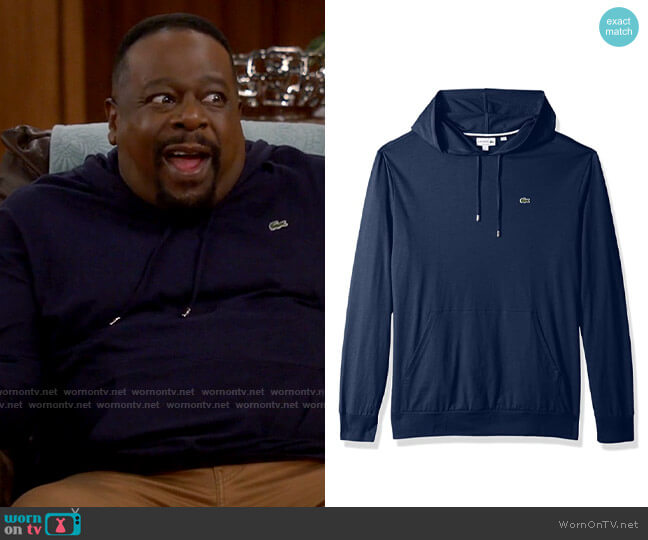Lacoste Long Sleeve Hooded Jersey Cotton T-Shirt Hoodie worn by Calvin (Cedric The Entertainer) on The Neighborhood