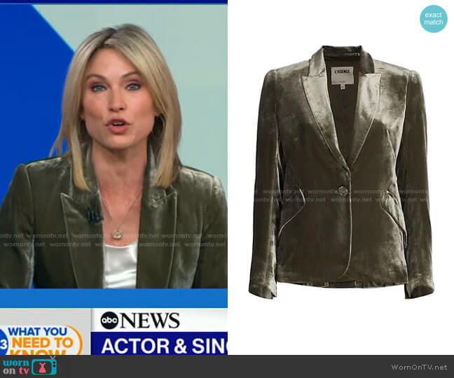 L'Agence Chamberlain Velvet Blazer worn by Amy Robach on Good Morning America