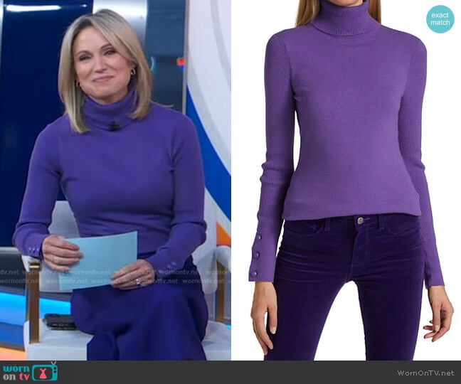 L'Agence Odette Turtleneck Sweater worn by Amy Robach on Good Morning America