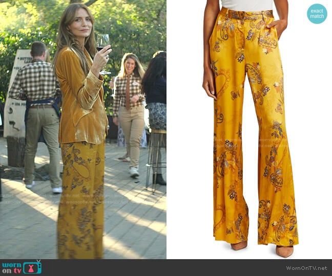 L'Agence Pilar Paisley Wild-Leg Pants