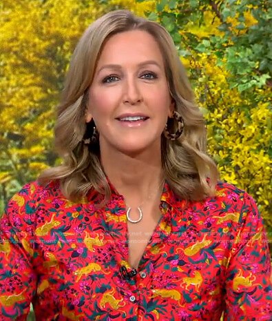 Lara’s red animal print shirt on Good Morning America