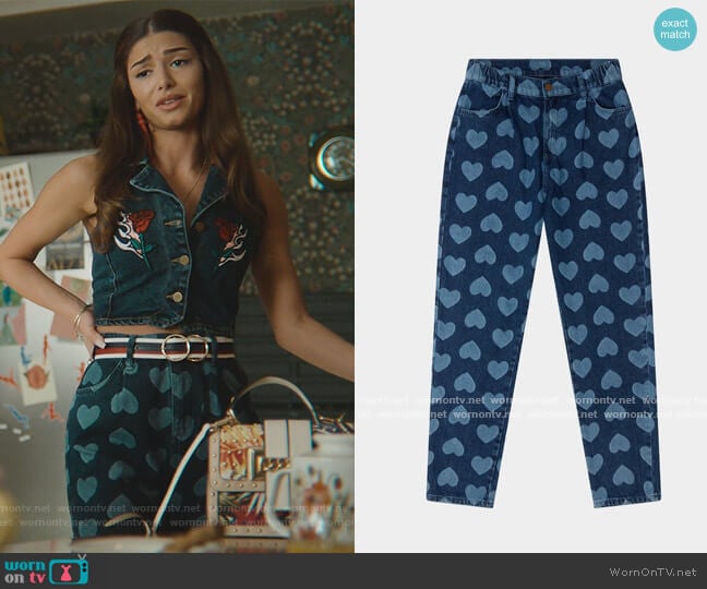 Lazy Oaf Loved Up Denim Jeans worn by Ruby Mathews (Mimi Keene) on Sex Education