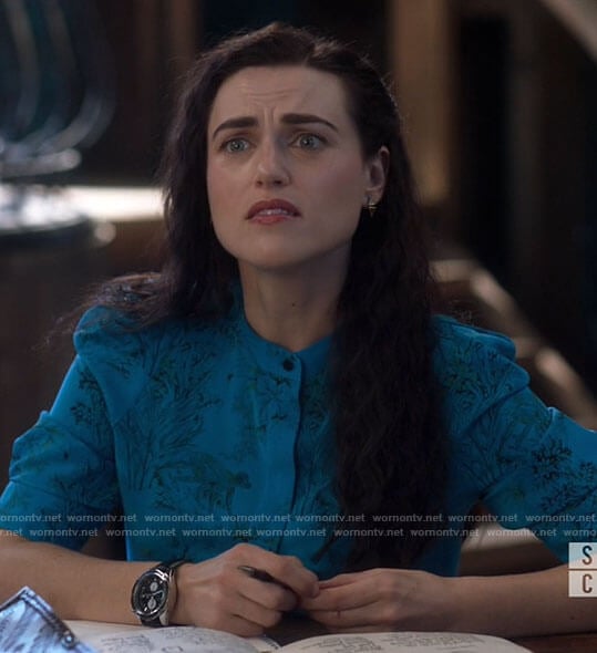 Lena’s blue floral top on Supergirl