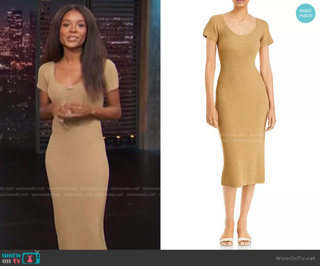 Line & Dot Melissa Ribbed Knit Midi Dress worn by Zuri Hall on Access Hollywood