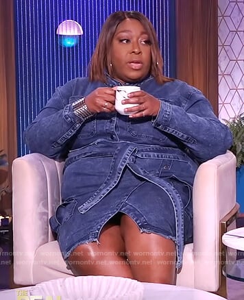 Loni’s denim tie waist dress on The Real