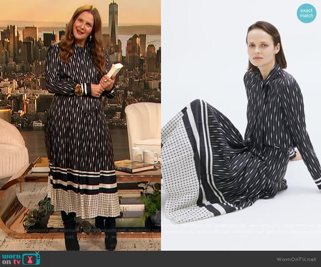 Loro Piana Shania Galleria Shirt worn by Drew Barrymore on The Drew Barrymore Show