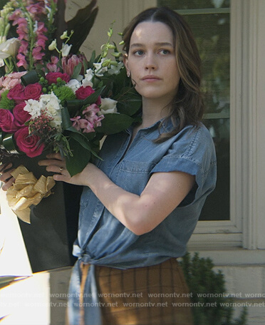 Love’s chambray tie waist blouse on You