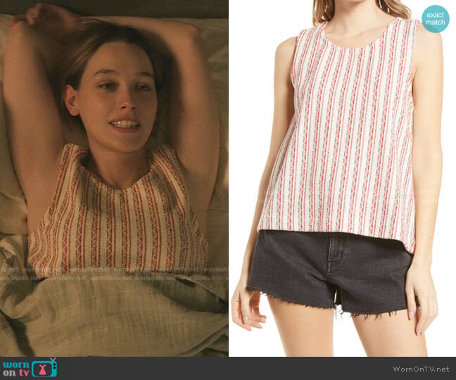 Madewell Bouclé Stripe Cross Back Tank Top worn by Love Quinn (Victoria Pedretti) on You