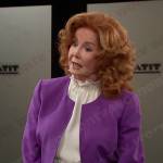 Maggie’s purple peplum jacket and skirt on Days of our Lives