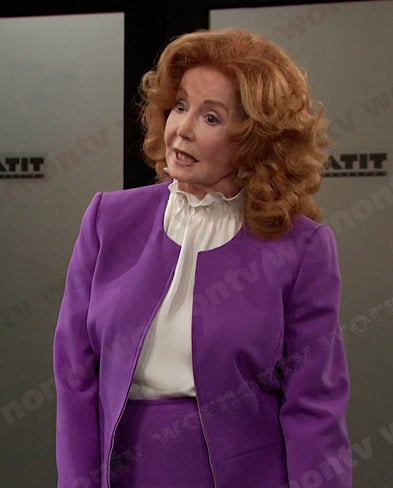 Maggie’s purple peplum jacket and skirt on Days of our Lives