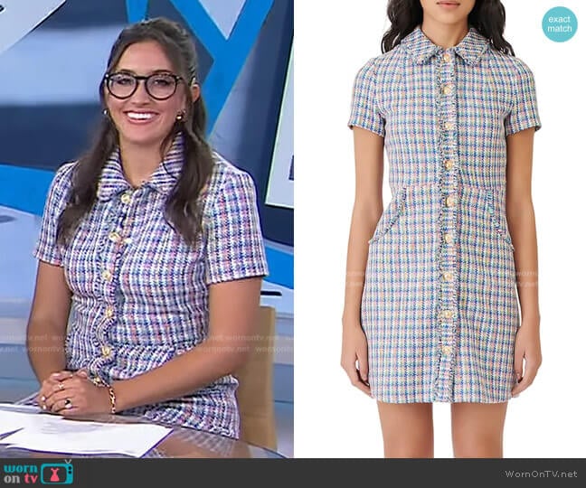 Maje Renizam Multicolor Tweed Dress worn by Savannah Sellers on Today