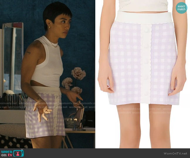 Maje Jimmy Skirt in Parma worn by Margot (Brianne Tju) on I Know What You Did Last Summer