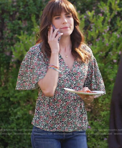 Marina’s floral v-neck top on Home Economics