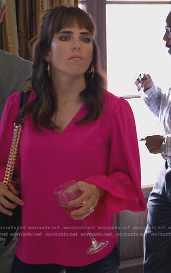 Marina’s pink bell sleeve blouse on Home Economics