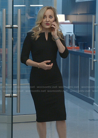 Marissa’s black split-neck dress on Bull