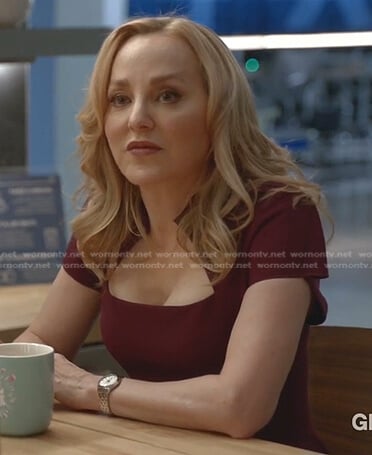 Marissa’s burgundy short sleeve dress on Bull