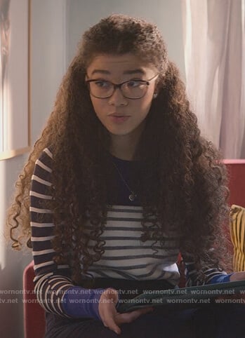 Mary-Anne’s blue stripe sweater on The Baby-Sitters Club