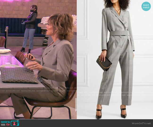 Max Mara Prince of Wales Checked Jumpsuit worn by Lisa Rinna on The Real Housewives of Beverly Hills