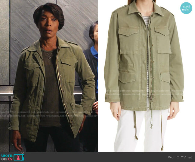 Nili Lotan Jedd Stretch Twill Military Jacket worn by Athena Grant (Angela Bassett) on 9-1-1