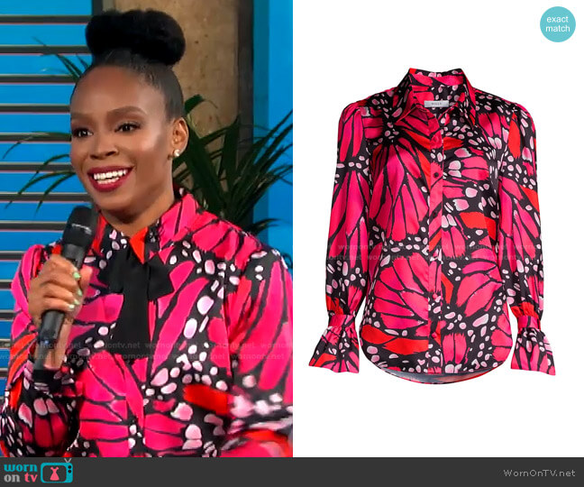 Milly Graphic Butterfly Satin Top