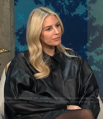 Morgan’s black leather shirt on E! News Daily Pop