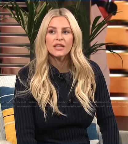 Morgan’s black ribbed button detail sweater on E! News Daily Pop