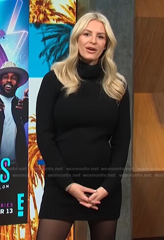 Morgan’s black turtleneck sweater dress on E! News Daily Pop